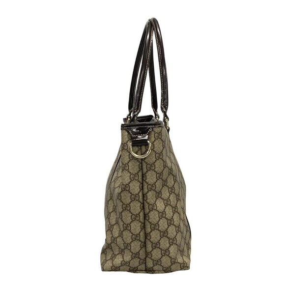 Auth GUCCI GG Plus/GG Supreme 197953 Dark Brown Beige PVC Patent Leather - Picture 3 of 16